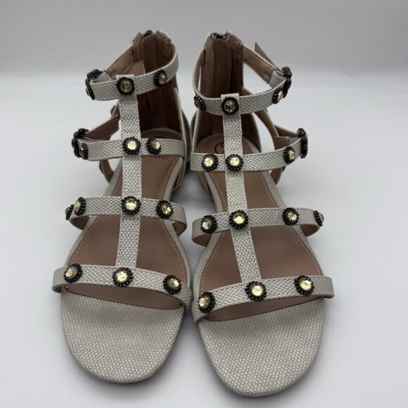 Sam & Libby Rhonda Gladiator Sandals Womans 6 Gray Gold Bling Rinestones Strapy - Picture 2 of 7